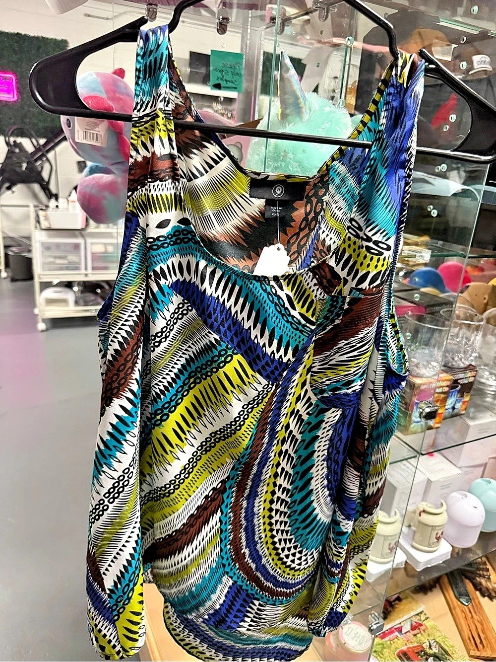 a.n.a Geometric Tank Top in Blue & White Size XL Like New